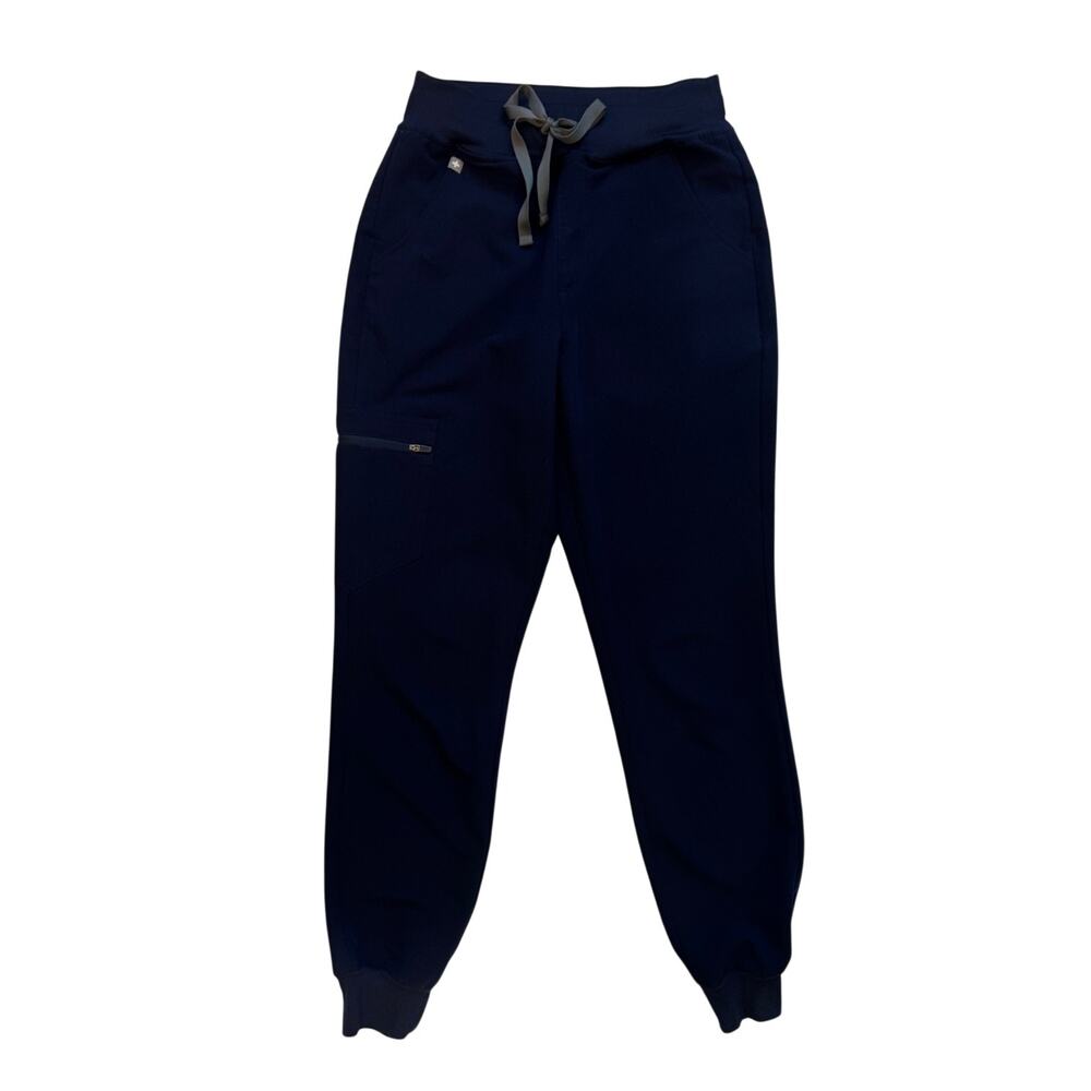 FIGS Zamora Jogger Scrub Pants Women’s XS Navy Blue Silver Drawstring Healthcare - Picture 2 of 9
